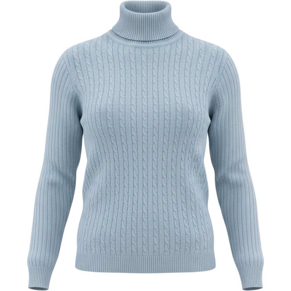 Evan-Picone Sweater Wms Petite M Blue Cable‎ Knit Turtleneck Cotton Classic Soft